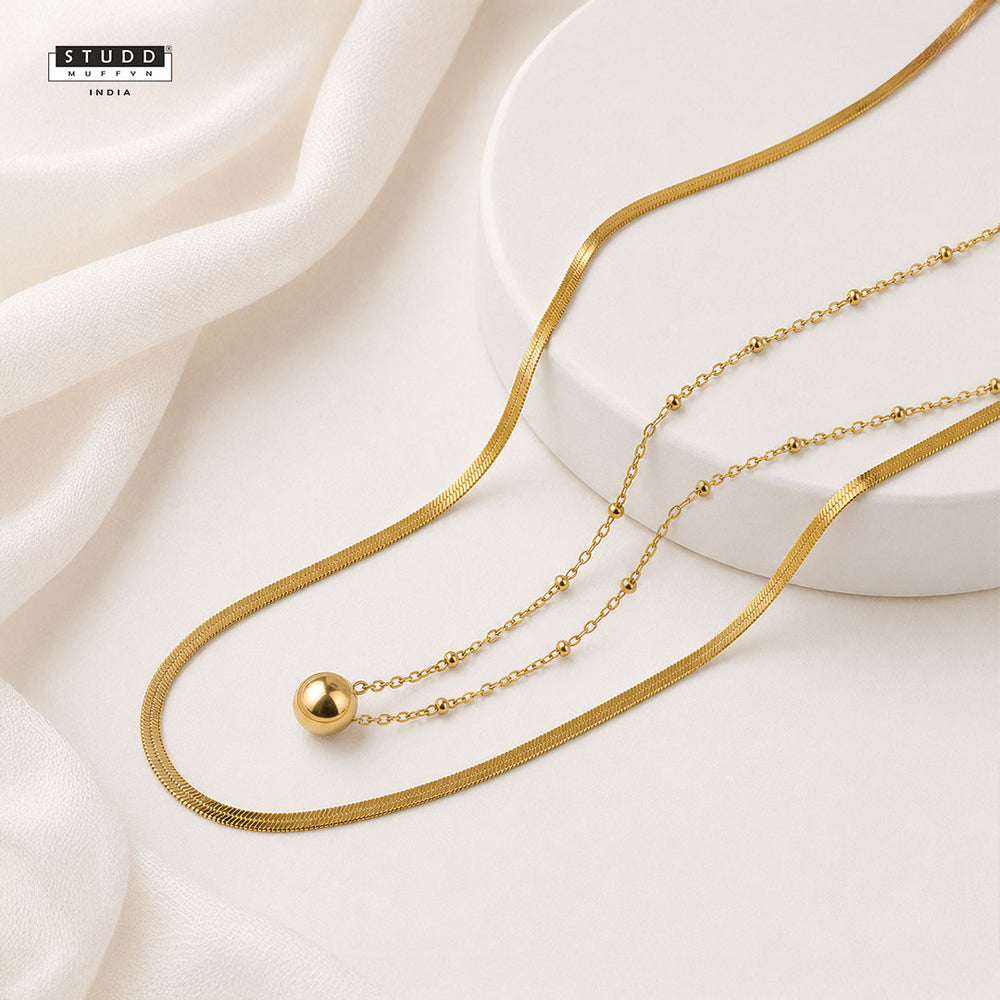Dual Ball Chain - 24K Gold Plated | YASHVIJEWELLERY