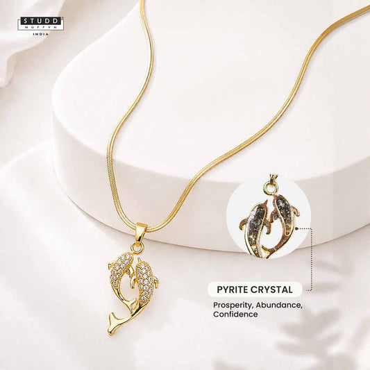 Aqua of Koi Fish - 24K Gold Plated [ With Velore / Rice Chain]