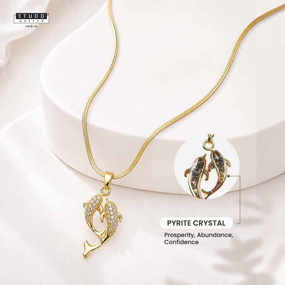 Aqua of Koi Fish Pendant - 24K Gold Plated