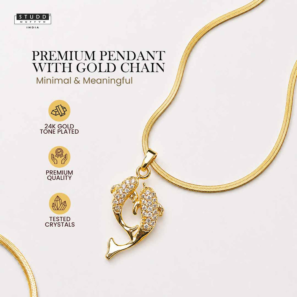 Aqua of Koi Fish Pendant - 24K Gold Plated