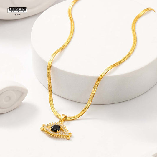 Celestial Eye Pendant - 24K Gold Plated [ With Velore Snake Chain]