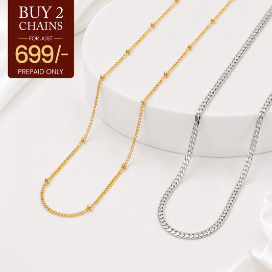 Royal chain combo [Pack of 2-Silver & Gold] | YASHVIJEWELLERY