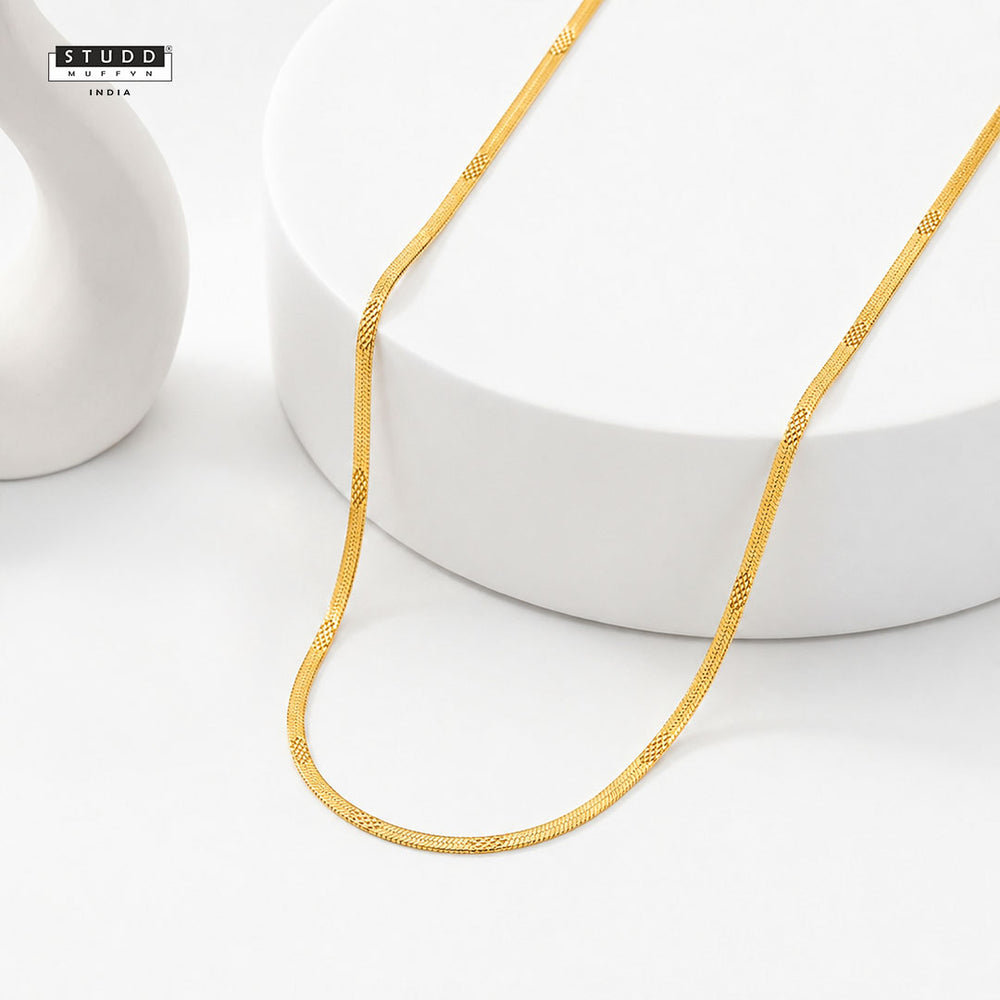 Embossed Snake Chain - 24k Gold Toned [ 55cm ] | YASHVIJEWELLERY