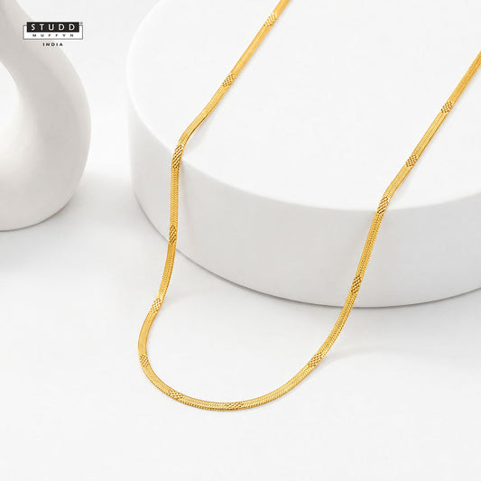 Embossed Snake Chain - 24k Gold Toned [ 55cm ] | YASHVIJEWELLERY