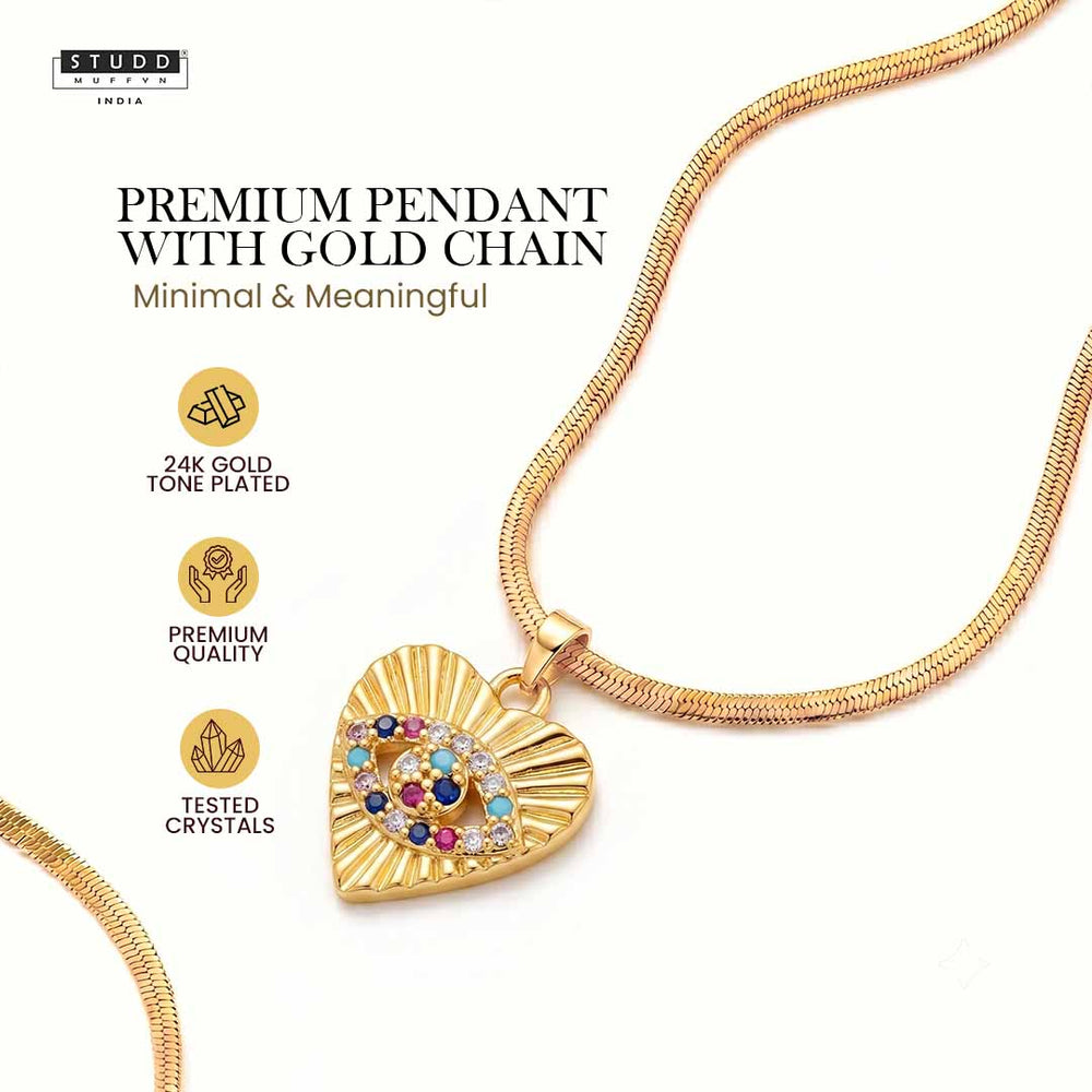 Crystal Pendant Eye of Affection - 24K Gold Plated