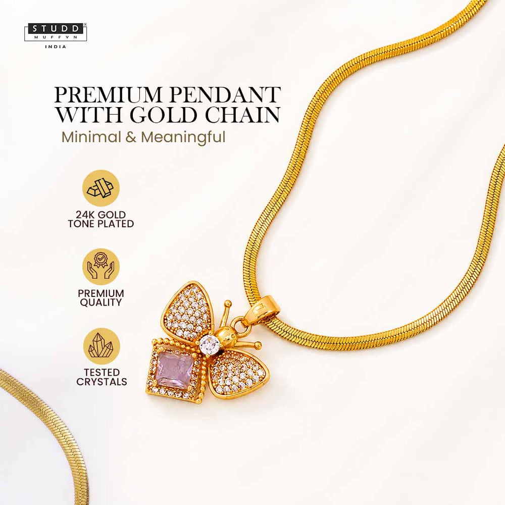 FreeFlow Butterfly Crystal Pendant - 24K Gold Plated