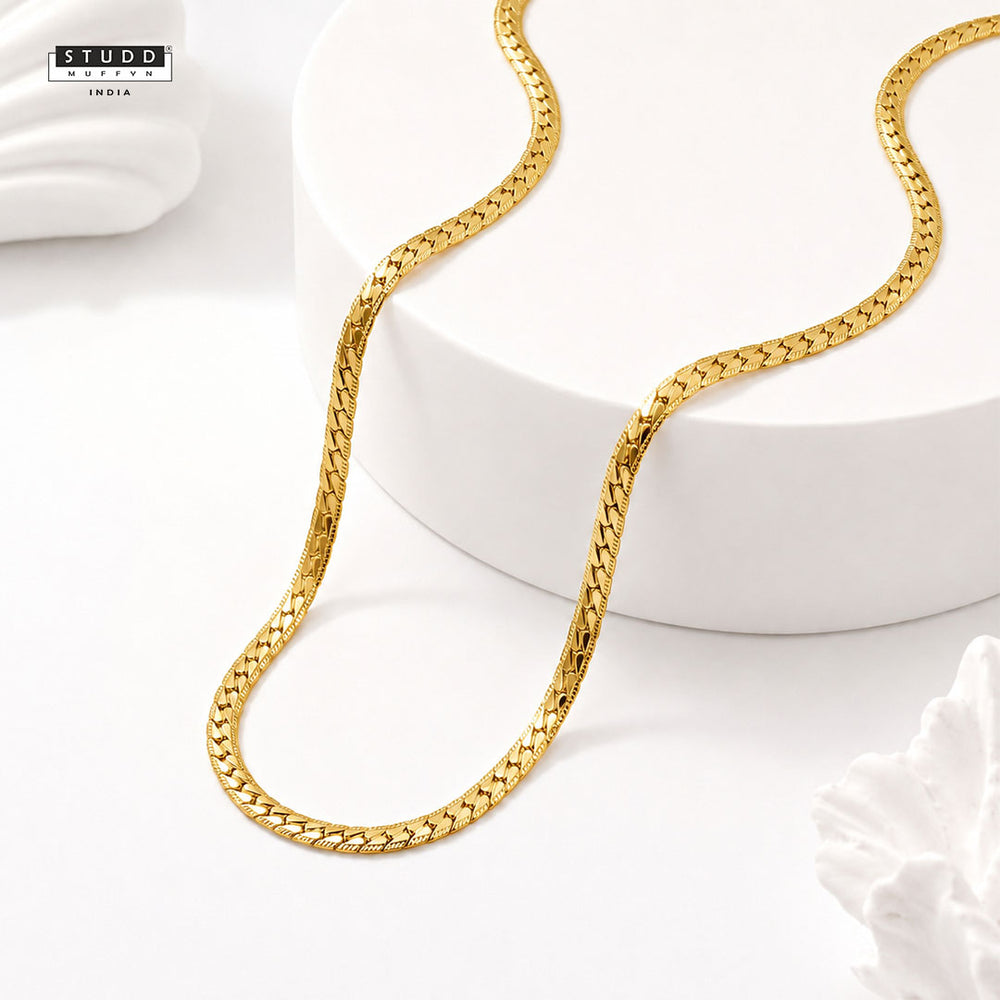 Gold Braided Flat Chain [ 55cm ] | YASHVIJEWELLERY
