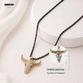 Guardian Bull Pendant - 24k Gold Tone Plated [ Black Chain ]