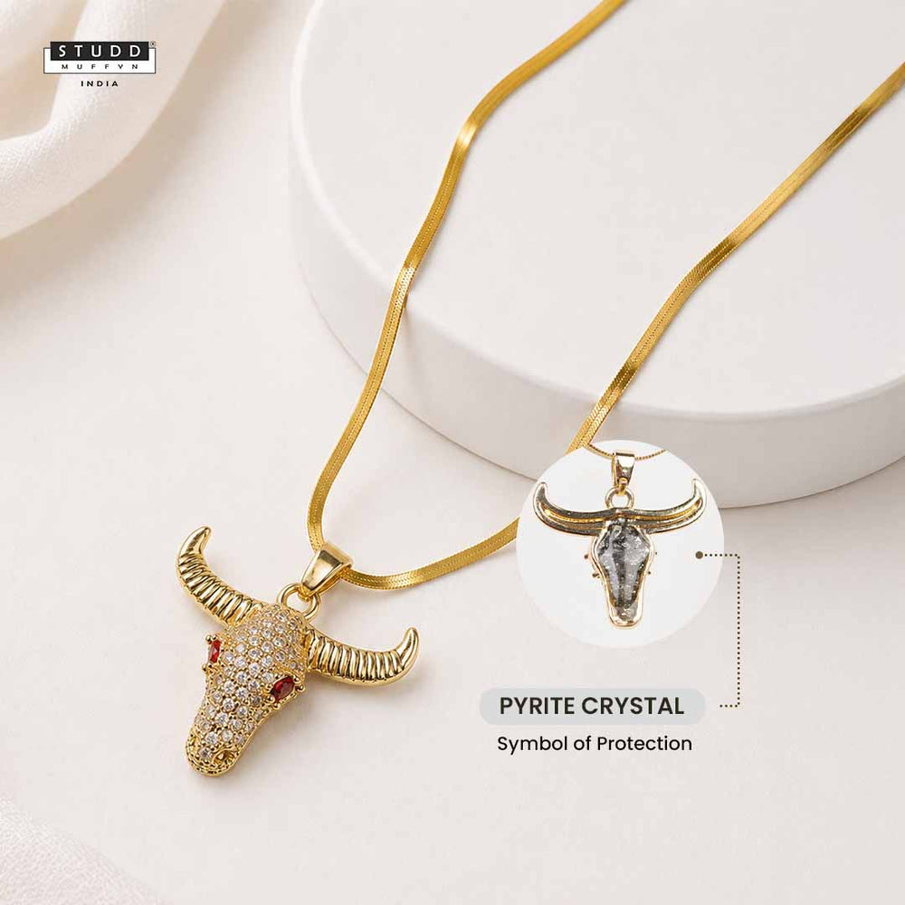 Guardian Bull Pendant - 24k Gold Toned