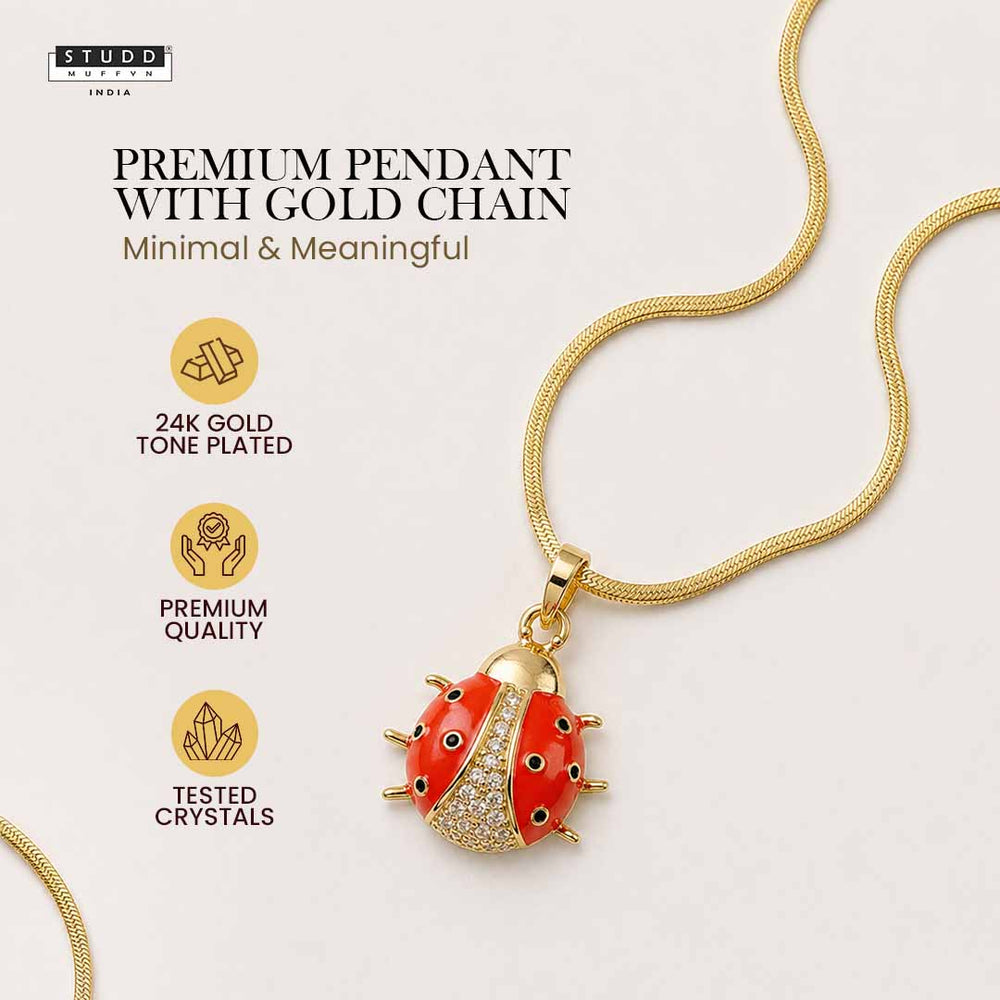 Lucky Ladybug Pendant - 24K Gold Plated