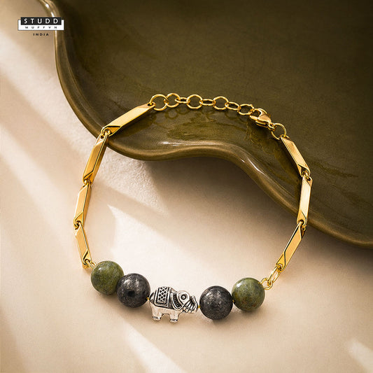 YASHVIJEWELLERY Richie Sutra 24K Gold-Toned Rice Chain Bracelet