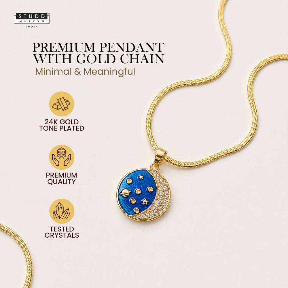 Moon of Transformation Crystal Pendant - 24K Gold Plated