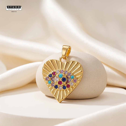 Crystal Pendant Eye of Affection - 24K Gold Toned