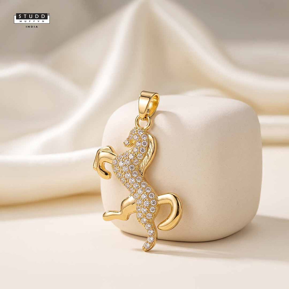 Ride Your Destiny Horse Pendant - 24k Gold Toned