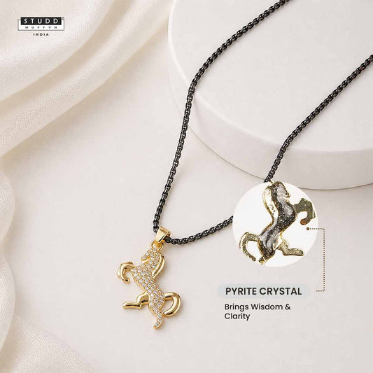 Ride Your Destiny Horse Pendant - 24k Gold Tone Plated [Black Chain]