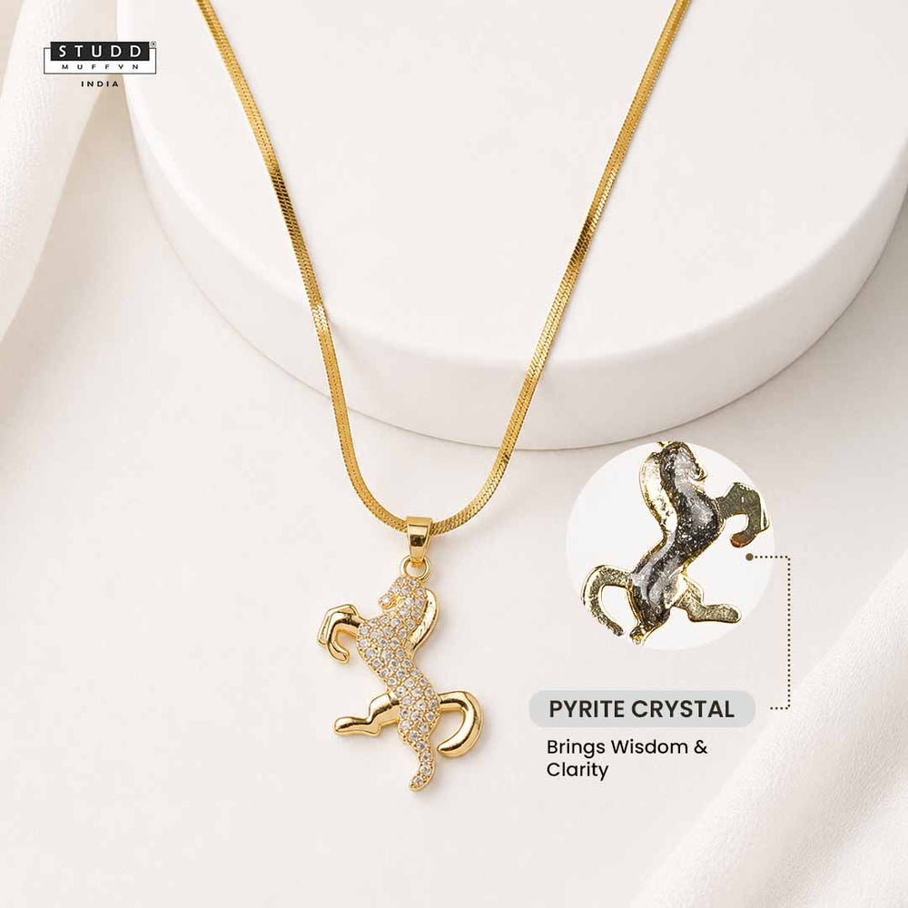 Ride Your Destiny Horse Pendant - 24k Gold Toned