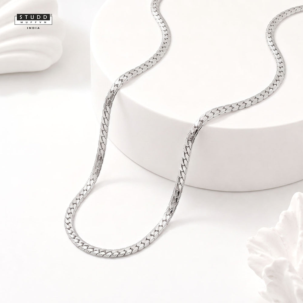 Silver Braided Flat Chain [ 55cm ] | YASHVIJEWELLERY