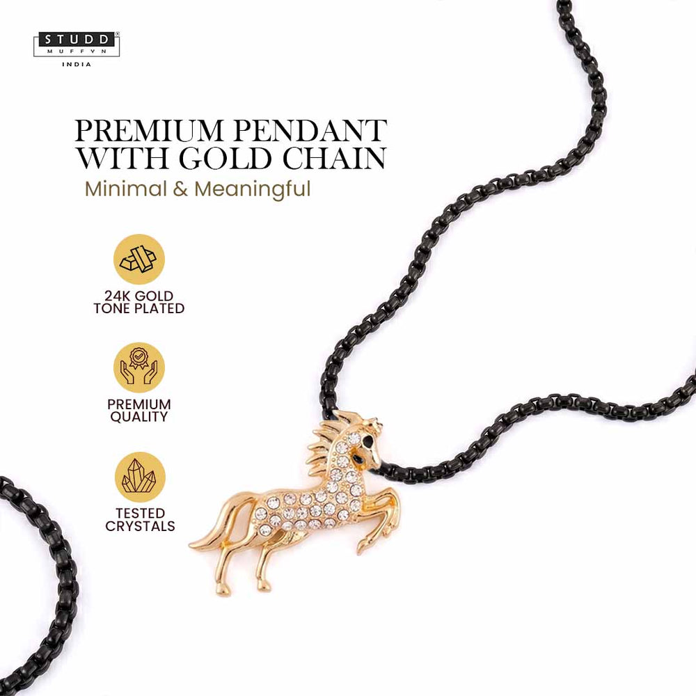 Spirit of Stallion Pyrite Pendant - 24K Gold Plated