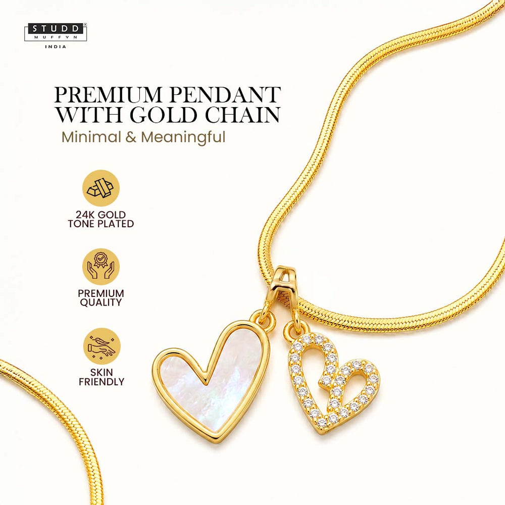 Twin Hearts Pendant - 24K Gold Plated