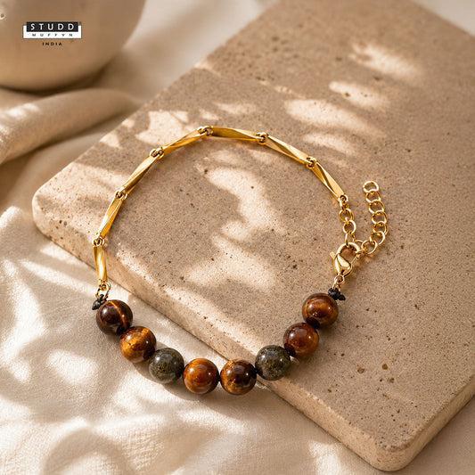 YASHVIJEWELLERY Unstoppable 24K Gold-Toned Rice Chain Bracelet