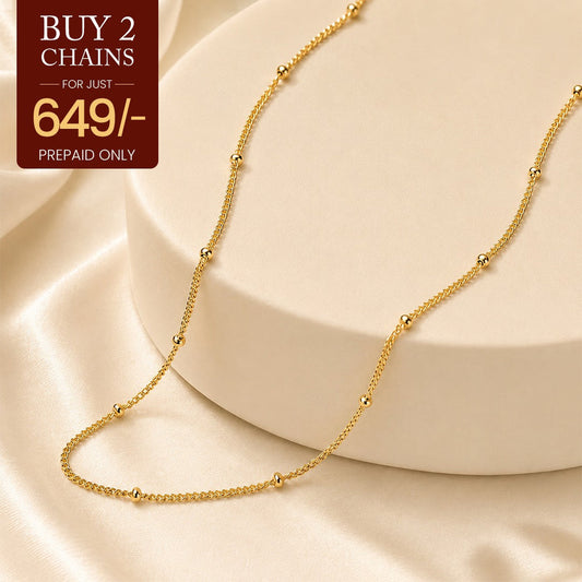 Golden Satellite Chain - 24K Gold Plated [ Pack of 2 ]