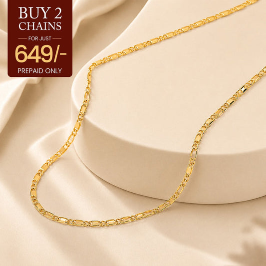 Golden Link Chain - 24K Gold Plated [ Pack of 2 ]