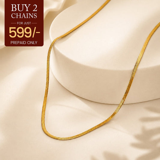 VELORE Snake Chain – 18K Gold Tone Plated [ PACK OF 2 ]