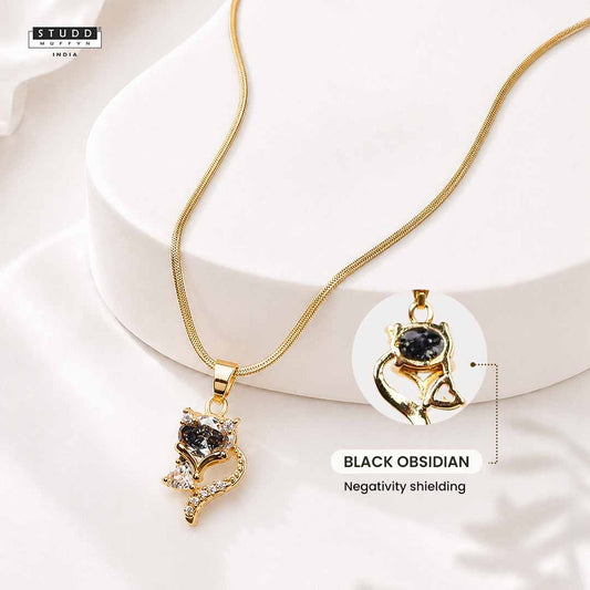 Wisdom Fox Pendant - 24K Gold Plated [ With Velore Snake Chain]
