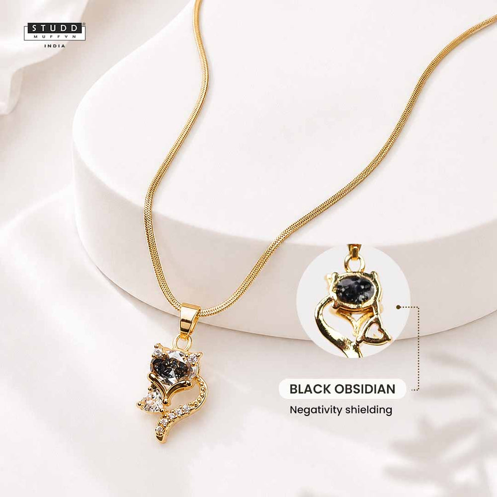 Wisdom Fox Pendant - 24K Gold Toned