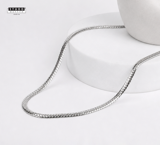 Silver Flat Curb Chain ( 55cm ) 3MM | YASHVIJEWELLERY